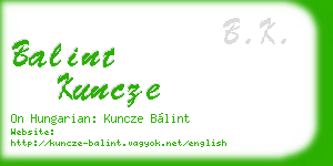 balint kuncze business card