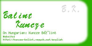 balint kuncze business card